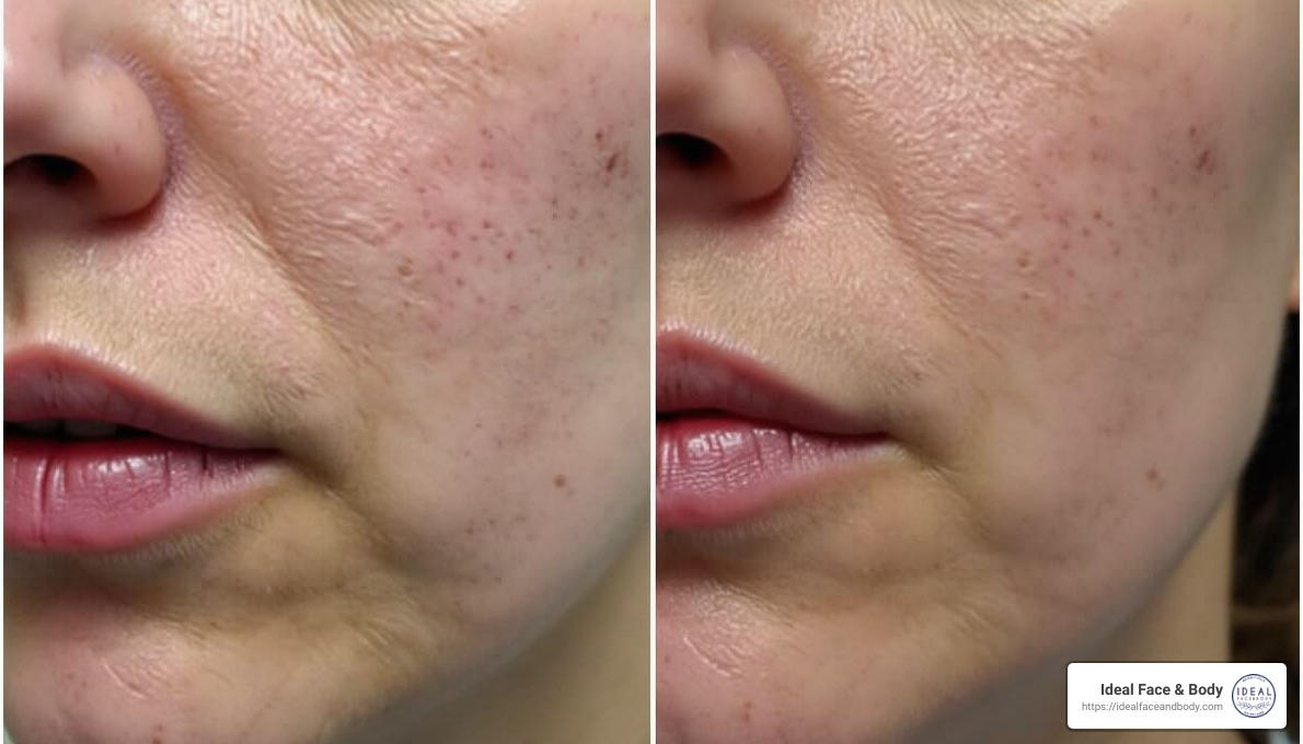 SkinPen before and after cheek texture and pores